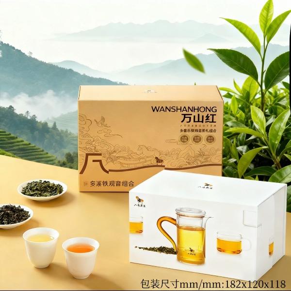 八马多喜乐铁观音茶礼组合238克+八马明德茶具套装1壶4杯