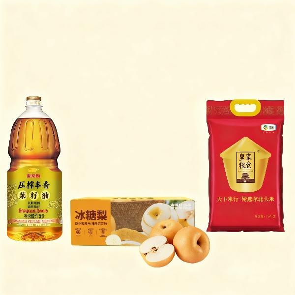 金龙鱼菜籽油1.5L+中粮东北大米2.5kg+百果园冰糖梨