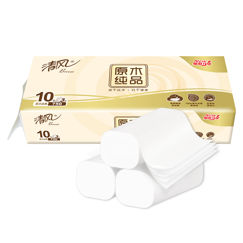 清风原木纯品无芯卷纸4层75g/卷*20卷
