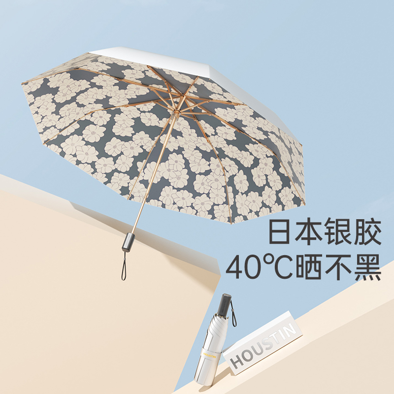 左都ZD147-钛银数码油画系列三折加大款防晒遮阳伞