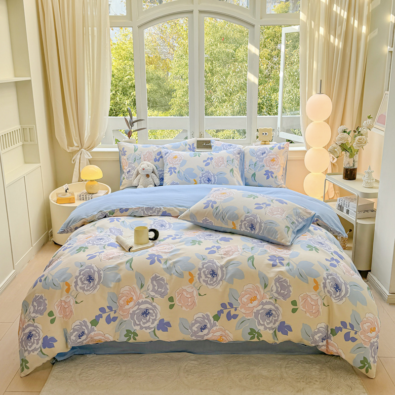 花花公子-家纺-新疆全棉印花四件套-清莹花香