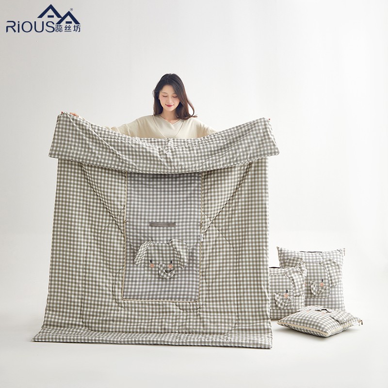 蕊丝坊家纺洛卡棉印花手提卡通绣花系列抱枕被