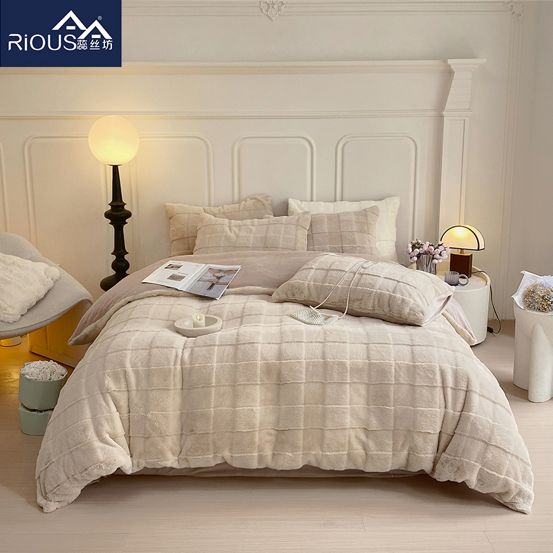 蕊丝坊家纺新品兔兔绒床单四件套