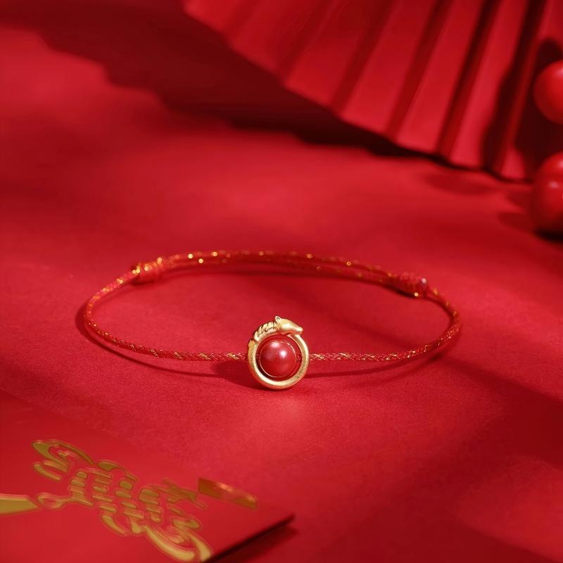 聚运鑫黄金来财马朱砂红绳转运珠手串