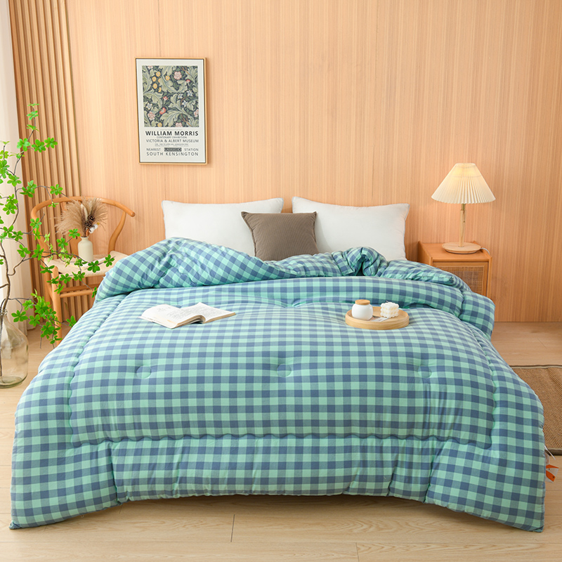 花花公子-家纺-无印风格子大豆纤维秋冬保暖四季被被子被芯
