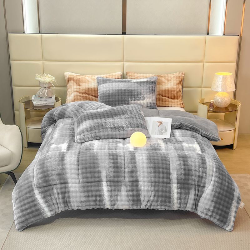 花花公子-家纺-秋冬保暖加厚保暖兔毛羊羔绒冬被被子被芯