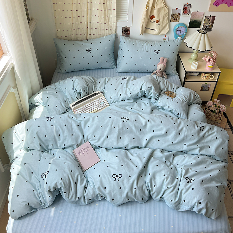 花花公子-家纺-40支全棉纯棉ins卡通可爱风简约四件套