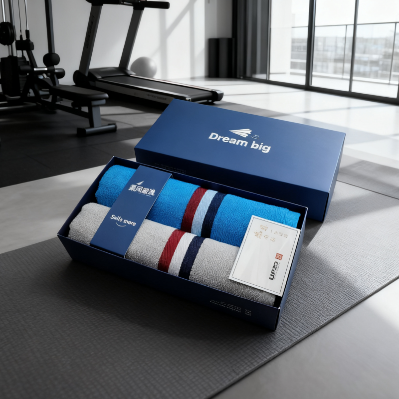 纯棉加厚运动巾双条礼盒
