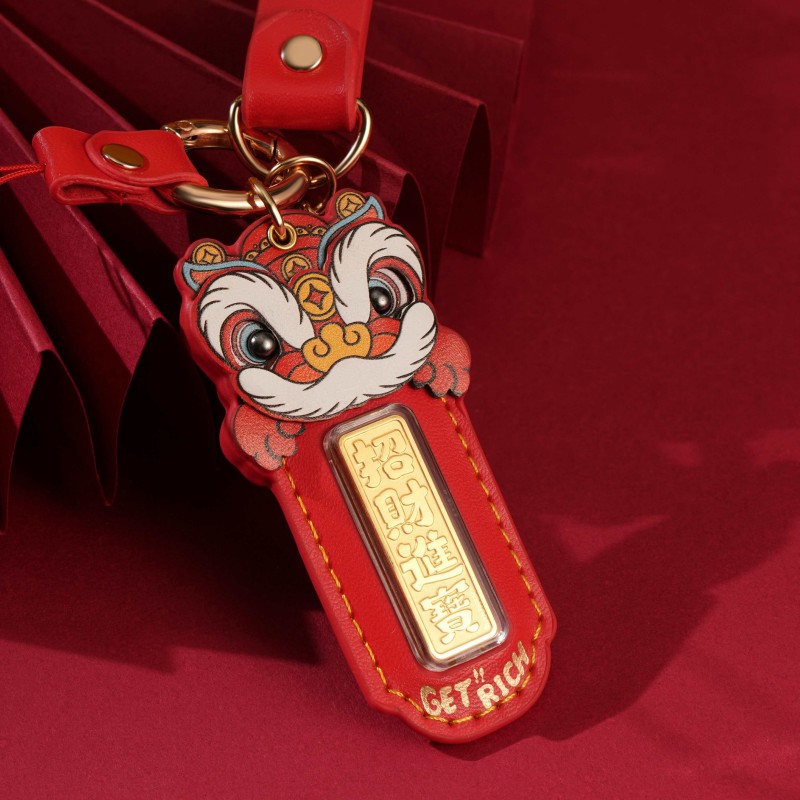 聚运鑫醒狮开运黄金钥匙扣开门红银行