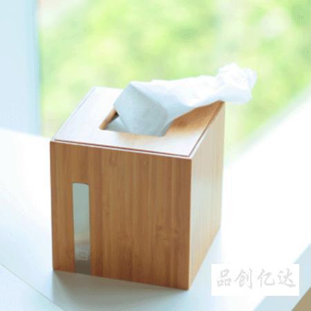 生活用具-竹木正方形纸巾盒