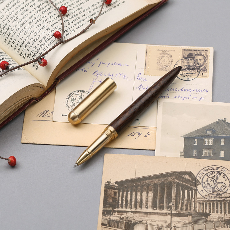 文创套装定制-红木中性笔 商务创意礼品笔木制签字笔木金属笔