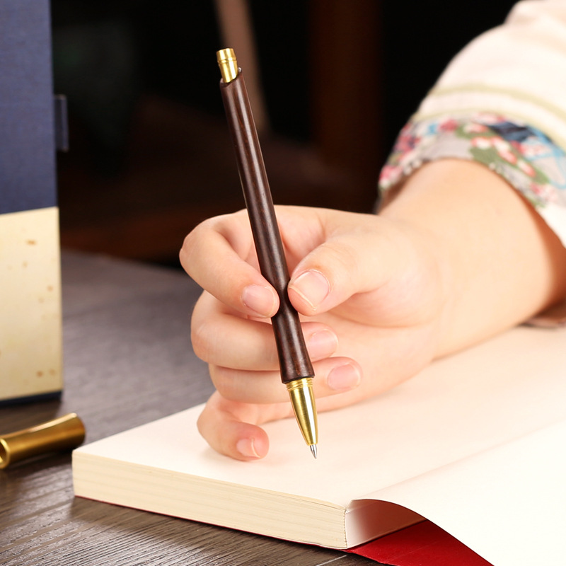文创套装定制-红木签字笔 高档商务礼品木中性笔办公创意木制笔