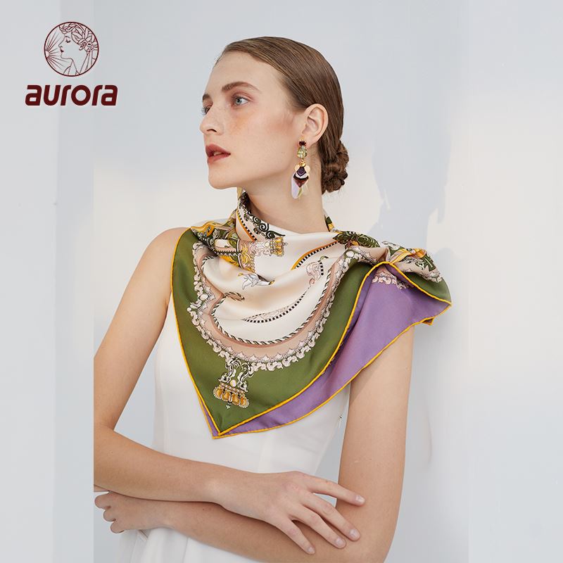 aurora桑蚕丝双面华幕同花异色丝巾