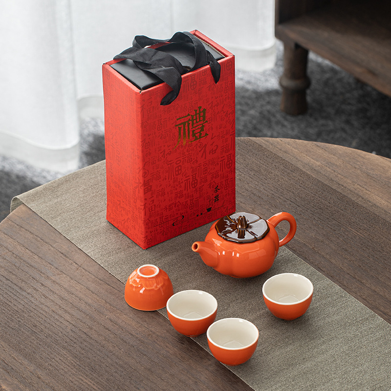 鵬翼柿柿如意茶具1壺4杯