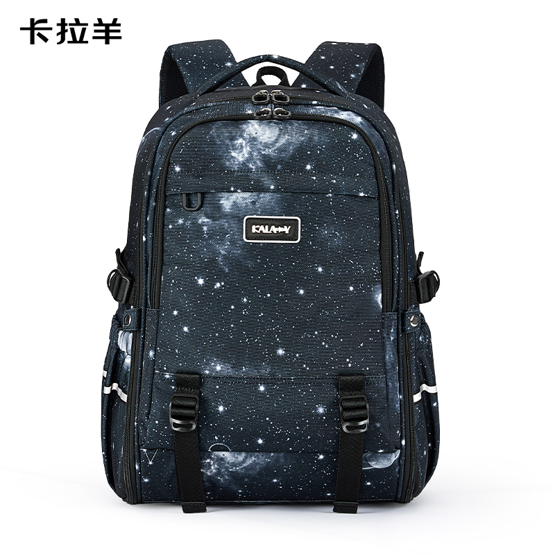 卡拉羊大容量超輕機能雙肩包TX5113黑色星云