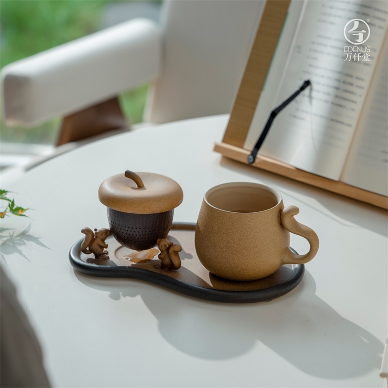 万仟堂举个栗子·办公杯（焦茶釉）