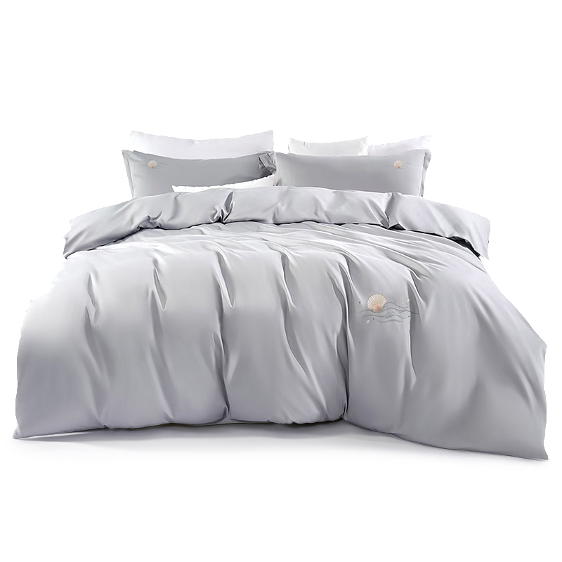 水星家纺60s刺绣全棉四件套珀海晨雾200*230cm