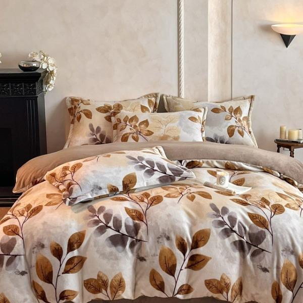 花花公子-家纺-秋冬保暖加厚印花牛奶绒四件套