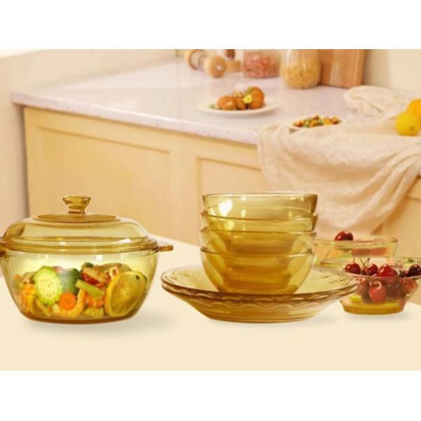 （怡乐雅）琥珀色耐热玻璃餐具套装（九件套)QS-03