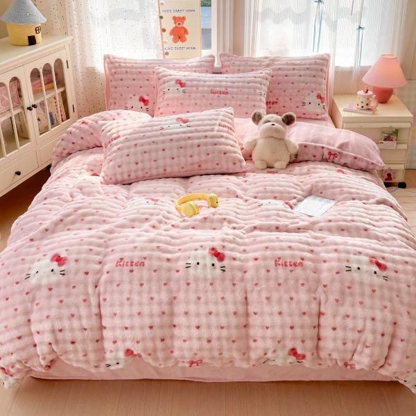 花花公子-家纺-秋冬泡泡牛奶绒保暖四件套