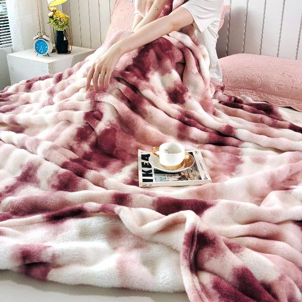 花花公子-家纺-炫彩水墨画仿兔毛绒大泡泡绒印花法兰绒毛毯