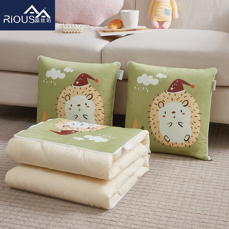 蕊丝坊家纺水晶绒多功能好运打全格抱枕被