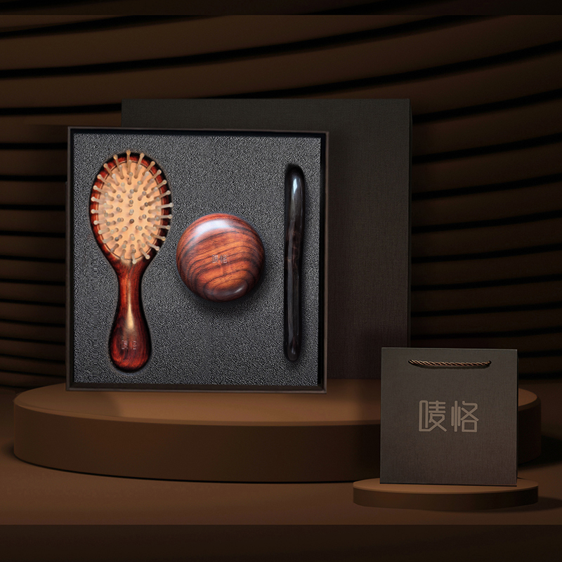 【唛恪】轻奢头疗三件套：老羊角檀木气垫梳+按摩梳+梳子