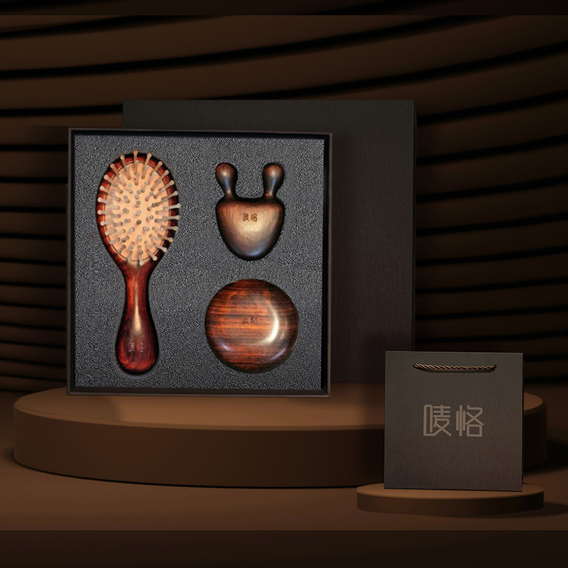 【唛恪】檀木气垫梳+按摩梳+眼鼻刮银行礼品养身礼品