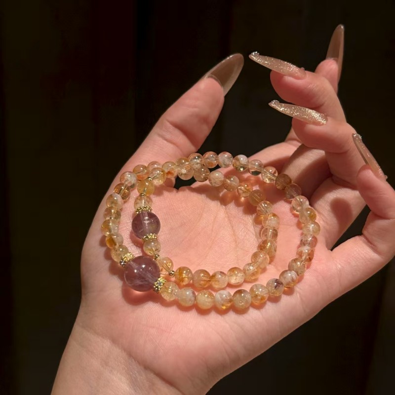 聚运鑫天然招财水晶蜜语薰梦叠戴手串