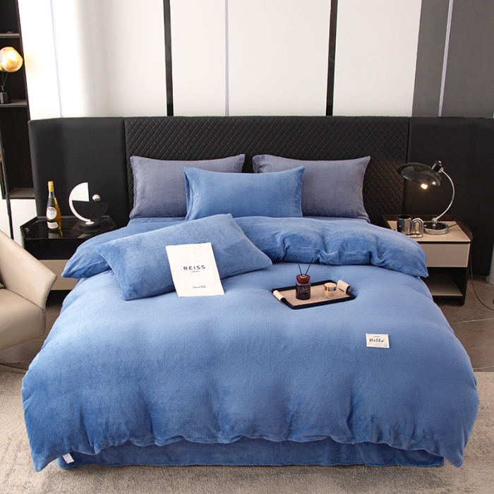 花花公子-家纺-牛奶绒亲肤保暖秋冬四件套