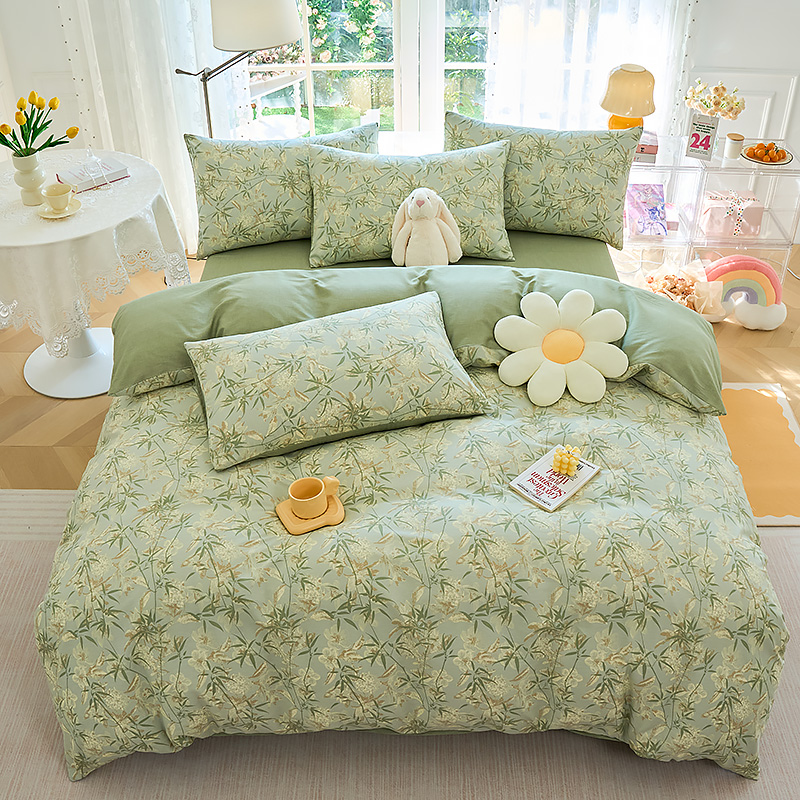 百丽安娜全棉经典四件套-竹韵花语