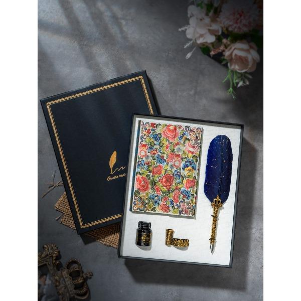 京剧刺绣羽毛笔笔记本礼盒套装