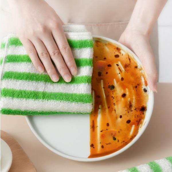 优品尚竹竹纤维彩虹洗碗巾双条礼盒