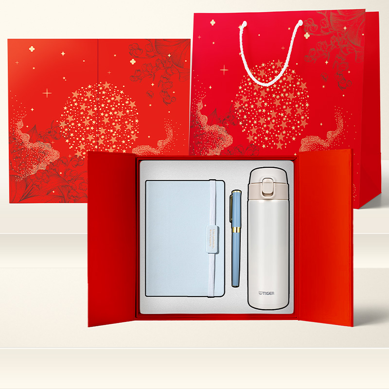 虎牌不锈钢保温杯礼盒红色