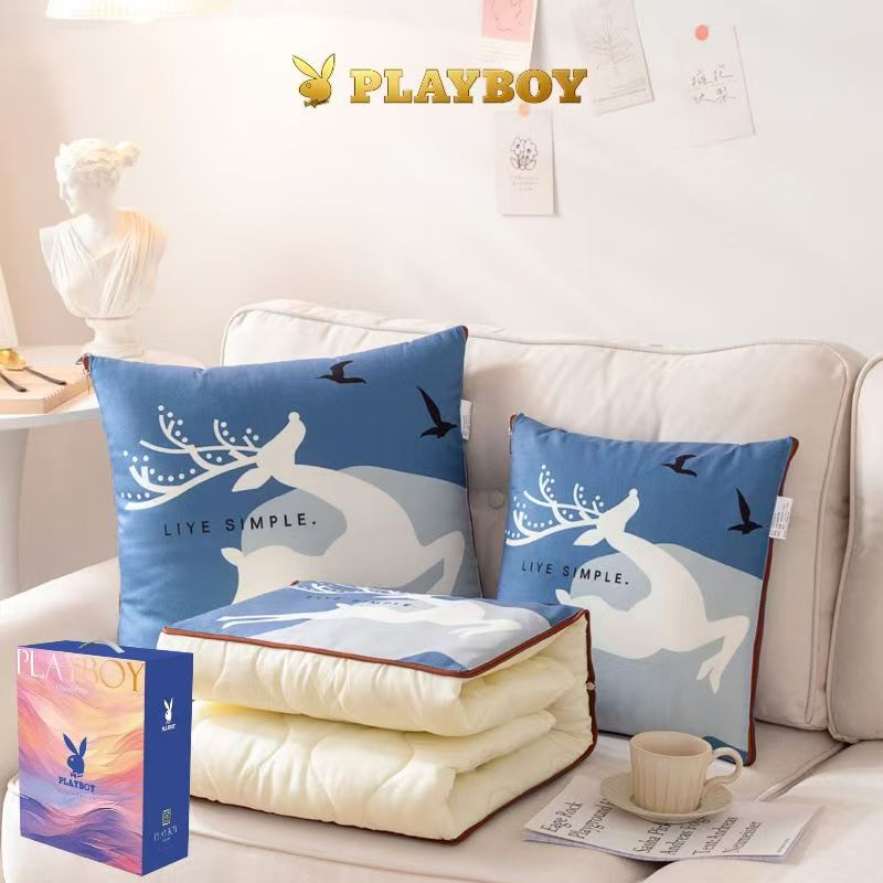 花花公子-家纺-宝宝绒印花抱枕被-一鹿向前