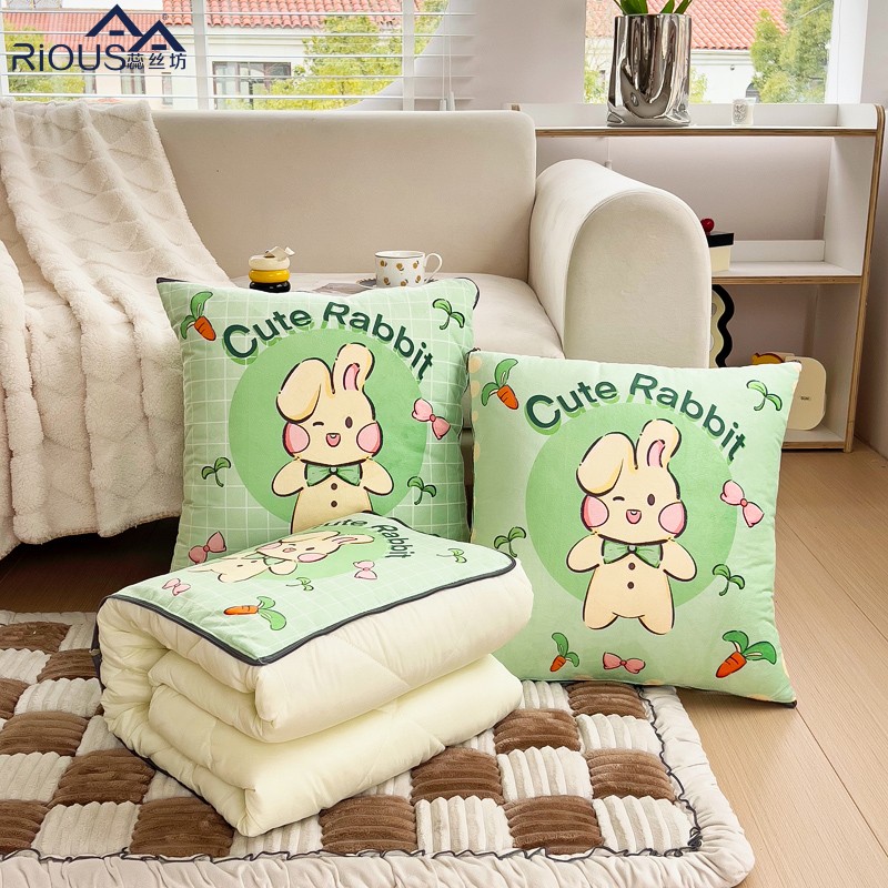 蕊丝坊家纺新款水晶绒磨毛多针四季款抱枕被