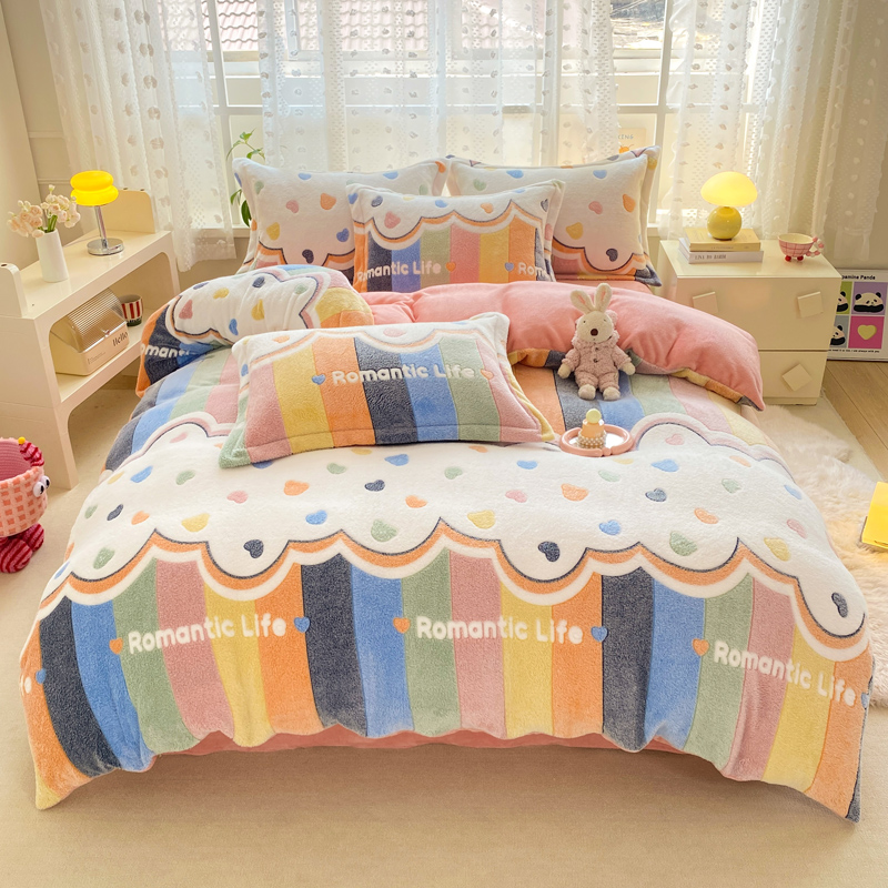 花花公子-家纺-雪花绒秋冬保暖印花四件套