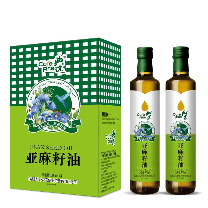 北大荒｜典选食用一级亚麻籽油礼盒500ml*2瓶装