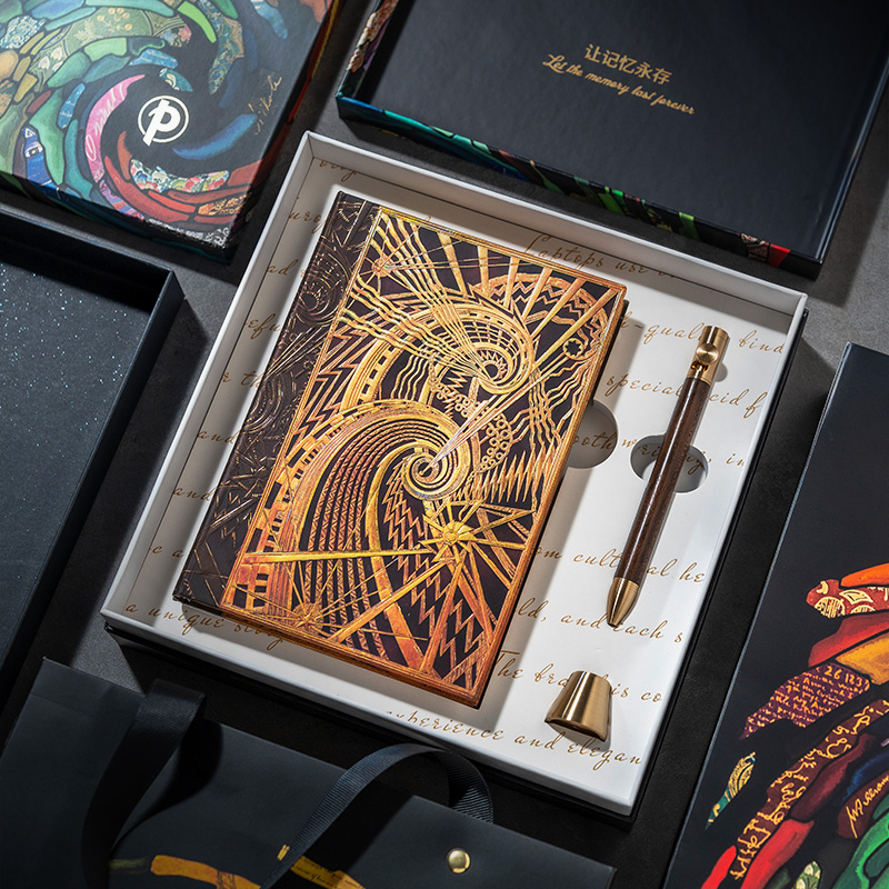 查宁螺旋木杆水性笔笔记本礼盒套装