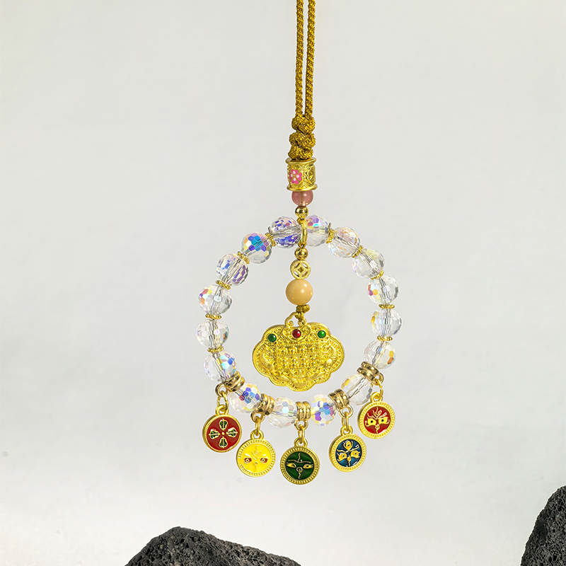 普陀山五路财神算盘锁车挂