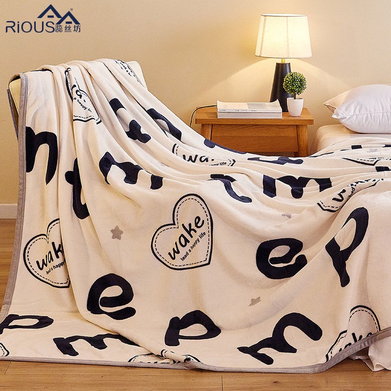 蕊丝坊家纺流量双面绒小清新印花毛毯