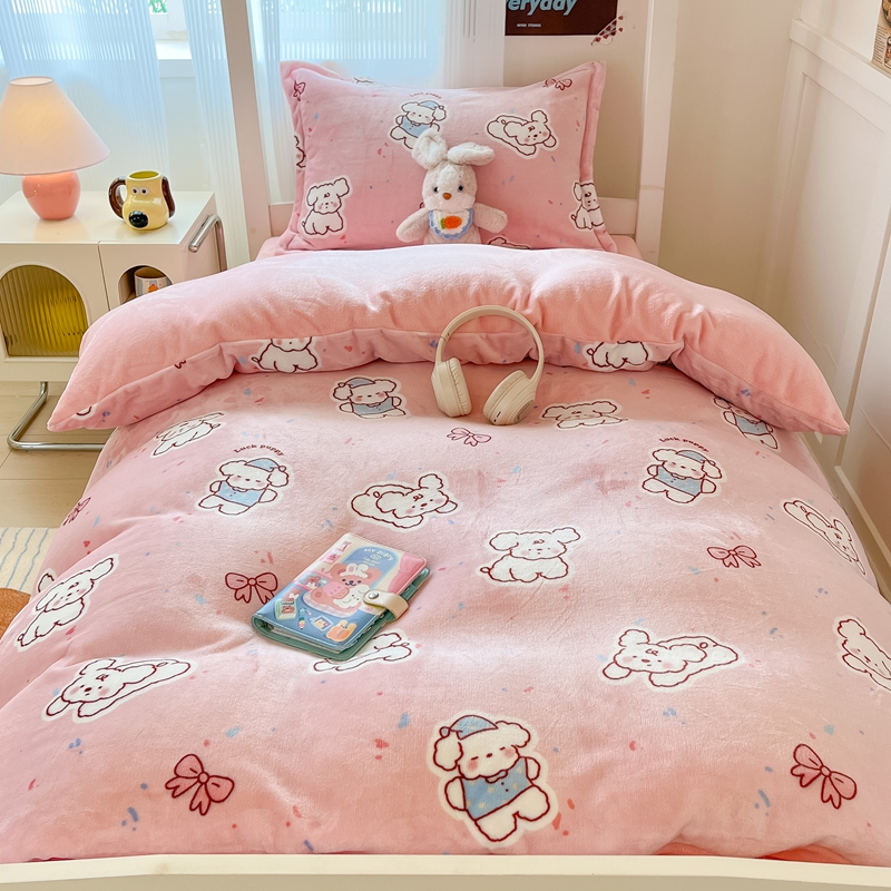 花花公子-家纺-开门红牛奶绒印花秋冬保暖四件套