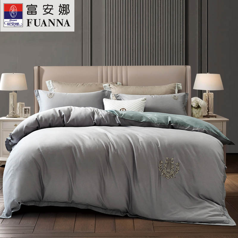 富安娜素绣床单四件套/云端·雅韵203*229cm