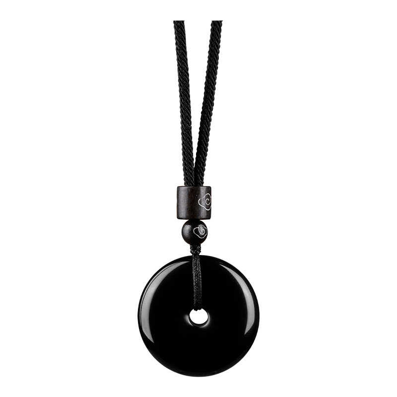 普陀山黑曜石平安扣