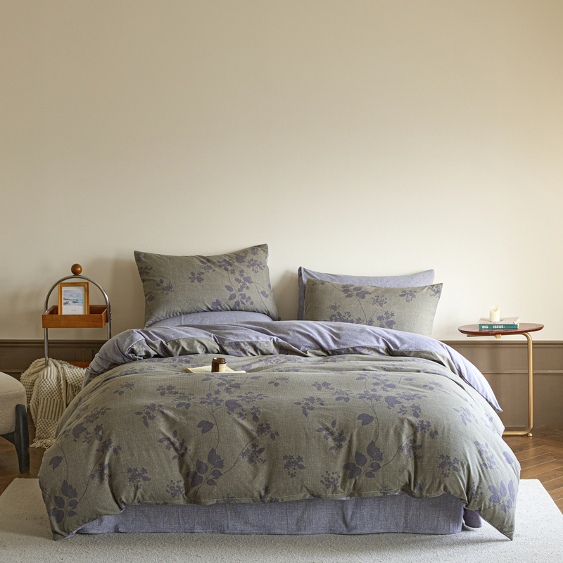 花花公子-家纺-复古原麻皱皱纱四件套四季款