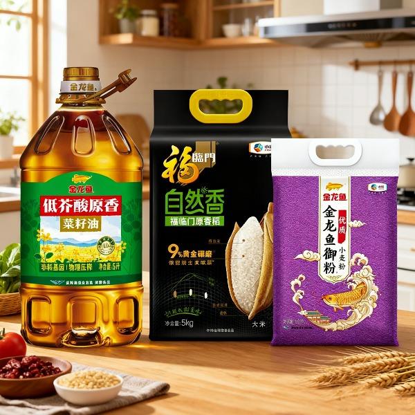金龙鱼原香菜籽油5L+福临门原香稻5kg+金龙鱼小麦粉5kg