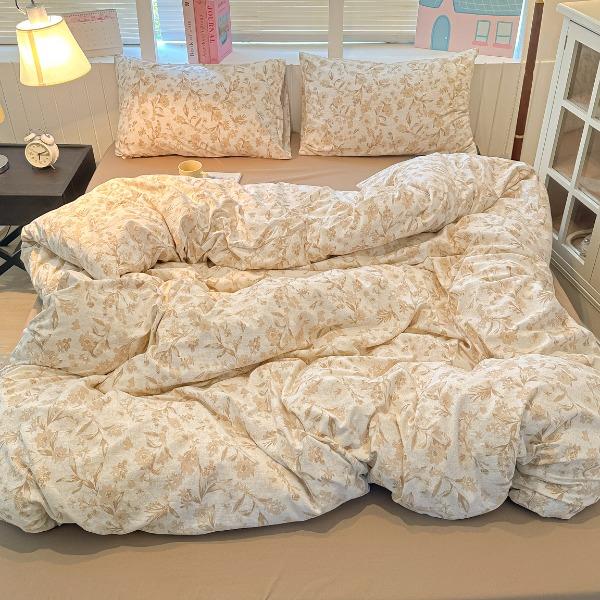 花花公子-家纺-秋冬韩系花卉舒柔棉印花四件套