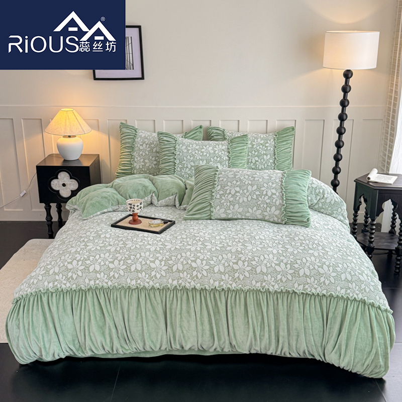 蕊丝坊家纺加厚法式雕花绒工艺款四件套