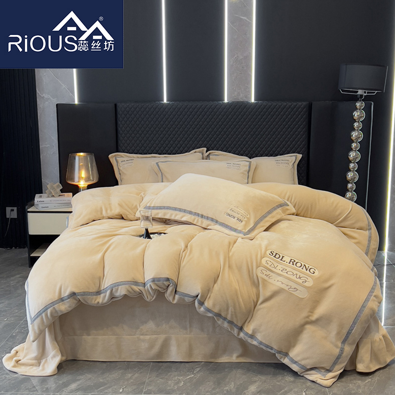 蕊丝坊家纺时光轻奢/意式设计师款牛奶绒四件套