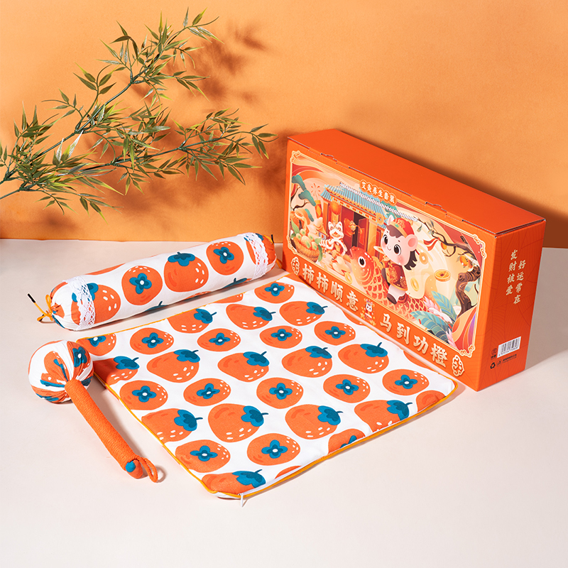 河南承夏柿柿顺意马到功橙艾枕坐垫艾锤三件套